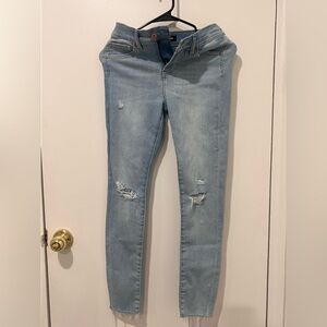 Express Light Blue Distressed Skinny Jeans
